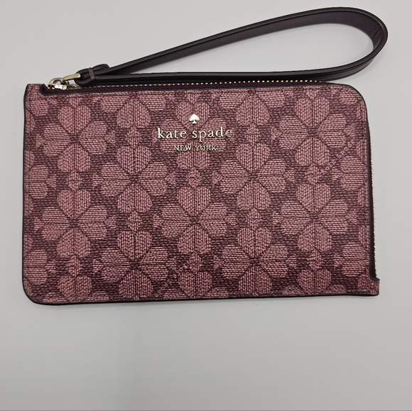 Kate Spade Burgundy Floral Wristlet EUC - Picture 3 of 8